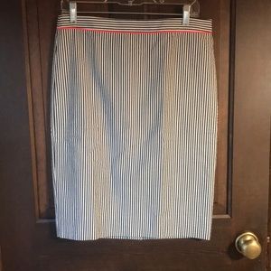 J Crew Seersucker Pencil Skirt